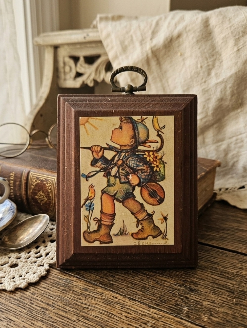 Vintage B. Hummel “Wanderer with Guitar” Wall Hanging Handcrafted in B.C., 🇨🇦